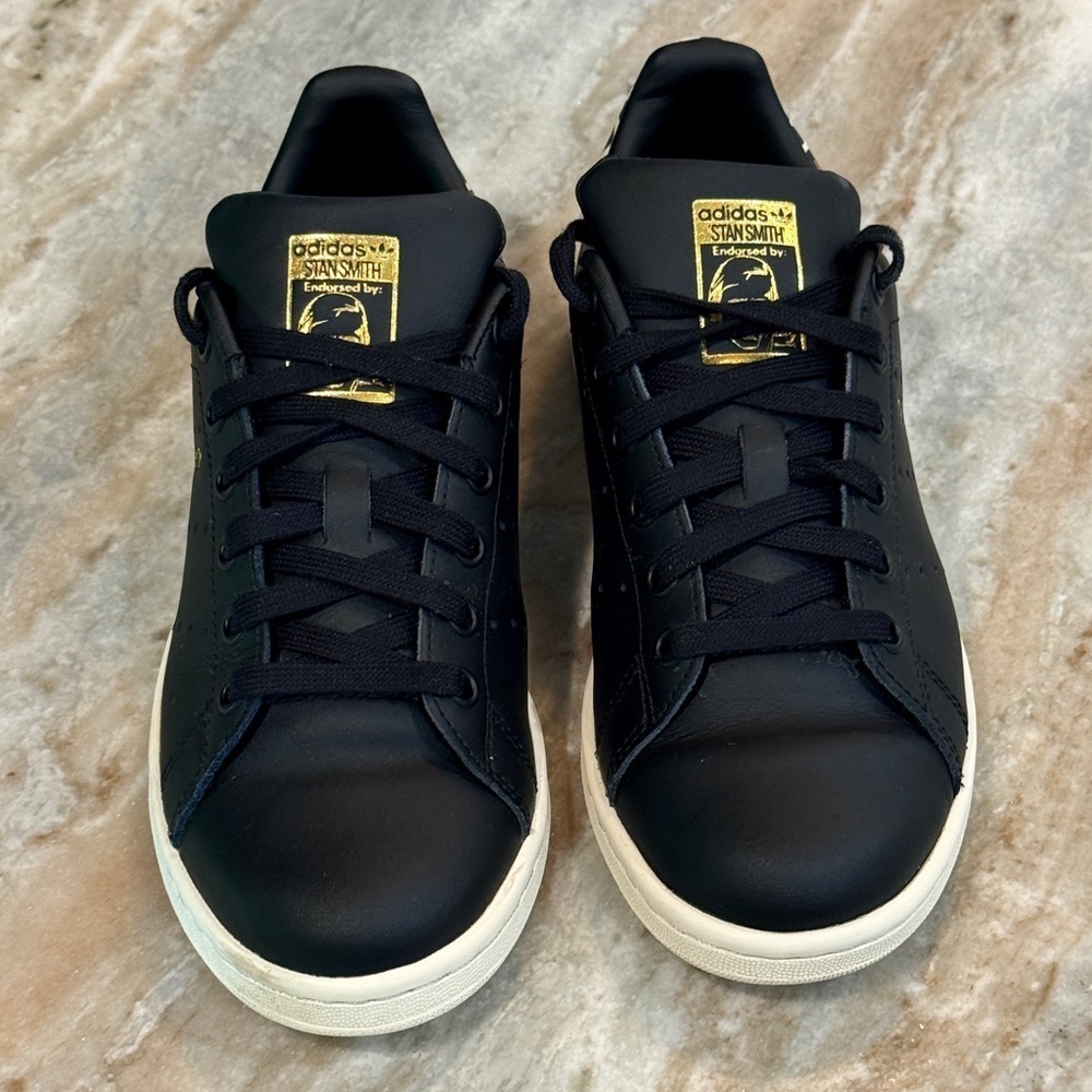 Women’s ADIDAS Stan Smith black leather leopard sneakers- Size 6 - Picture 4 of 11